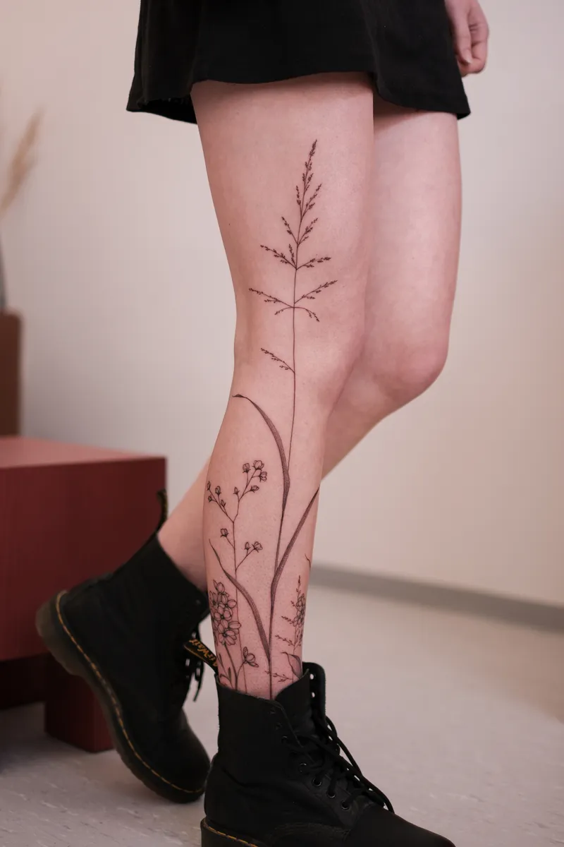 Fineline floral tattoo 1